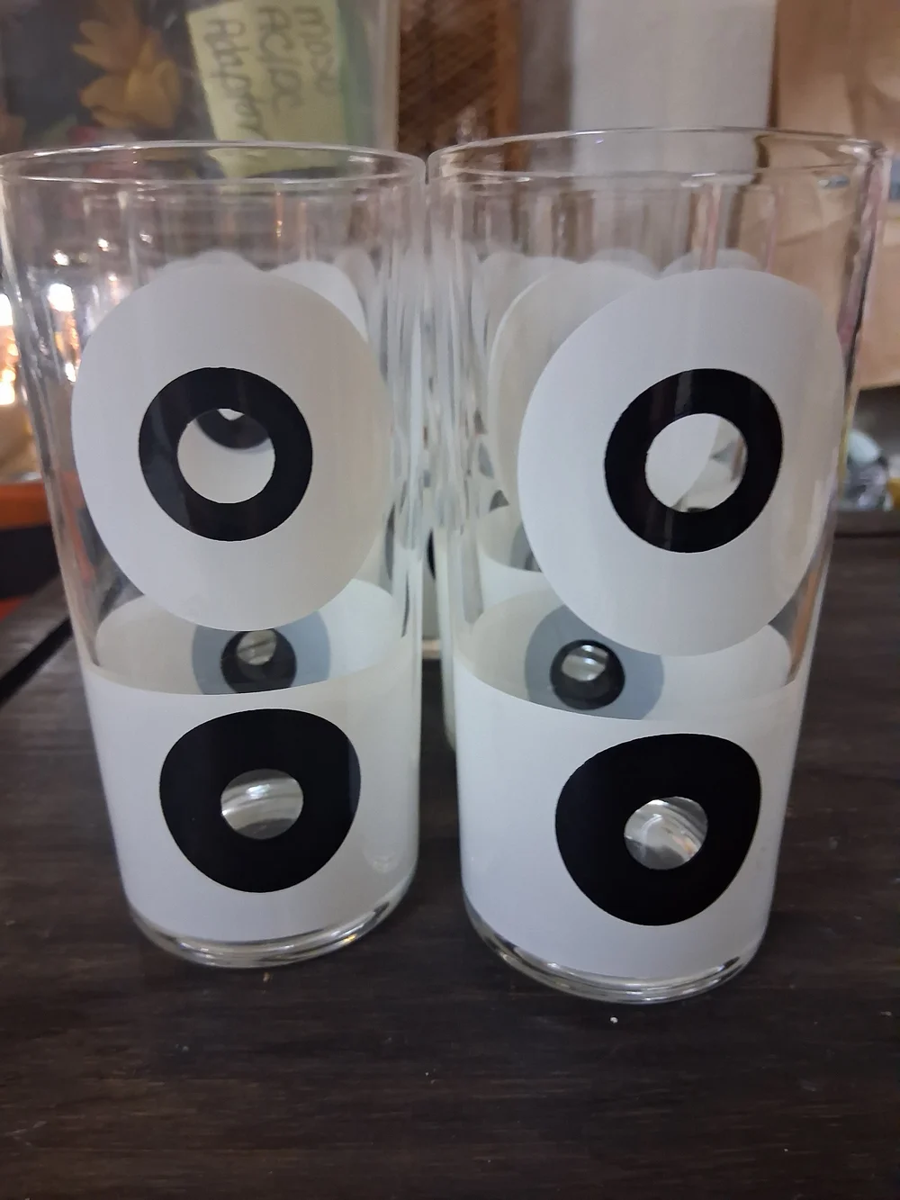 Vintage Black & White Dot Glass Tumbler 60's/70's - Set of 7
